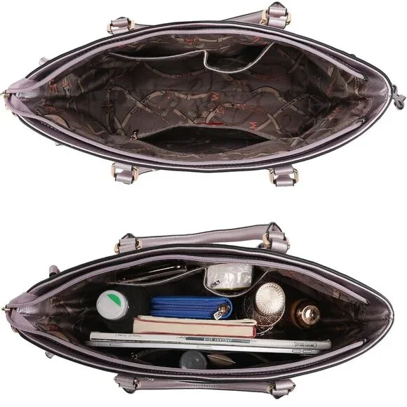 Women’s 2 Purple  3PCS Purses Set - Tote Bag, Wallet & Shoulder Satchel Handbags - Picture 6 of 6